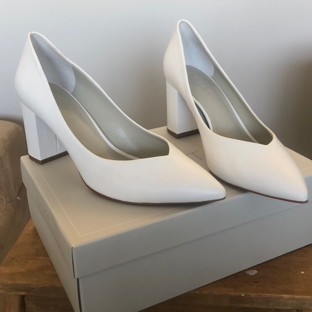 1. State matte white saffy heels 8.5